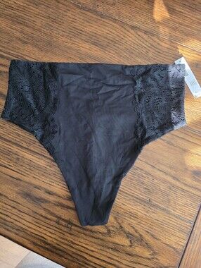 NWT Soma Black Lace High-Waist Thong